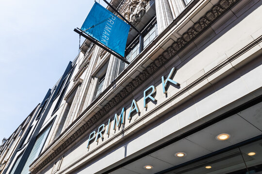 Primark flagship store exterior on London high street. London, UK, 11 May 2024