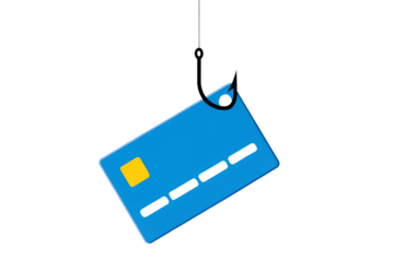 Credit Card on a Fishhook - Fraud Concept. Flat Illustration on transparent background