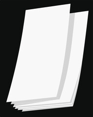 
A simple vector image featuring a stack of blank white papers angled upwards, with subtle shadows indicating depth, set against a dark background.