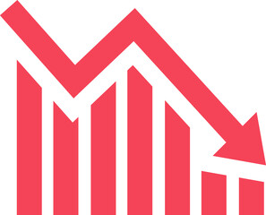 Graph going down and up sign with red arrows icon