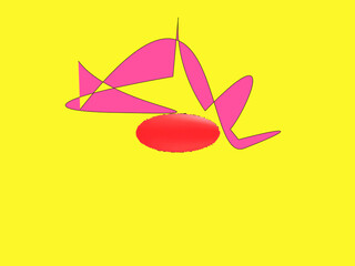 Abstract Pink Shapes Red Ellipse Yellow Background