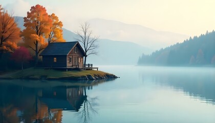 Fototapeta premium house on the river