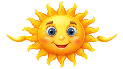 Smiling Sun Cartoon on White Background
