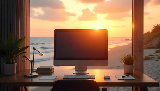 sunset in the office