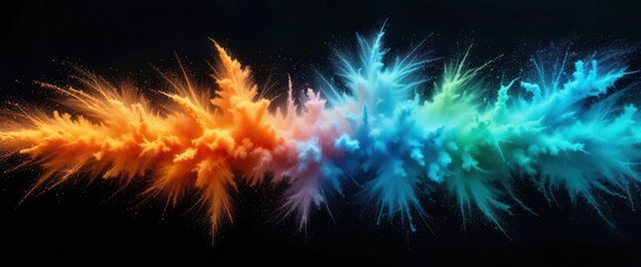 Vibrant color explosion creating an artistic backdrop for computer monitors