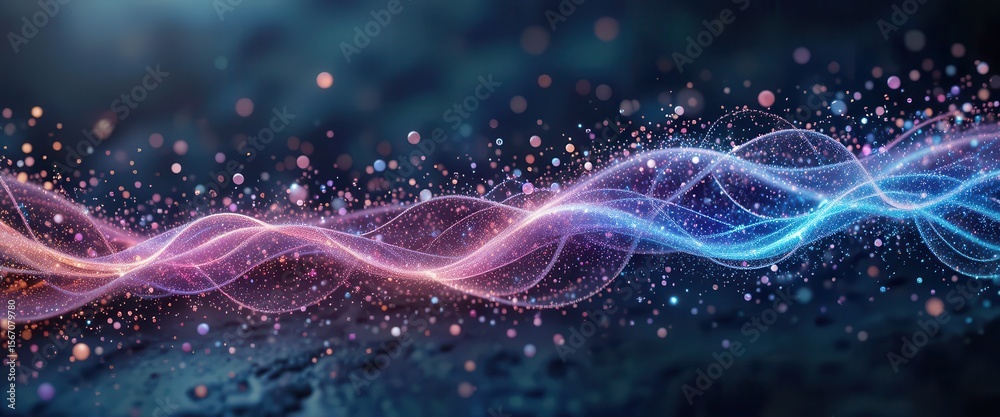 Fototapete Digital wave patterns with colorful particles for computer wallpapers