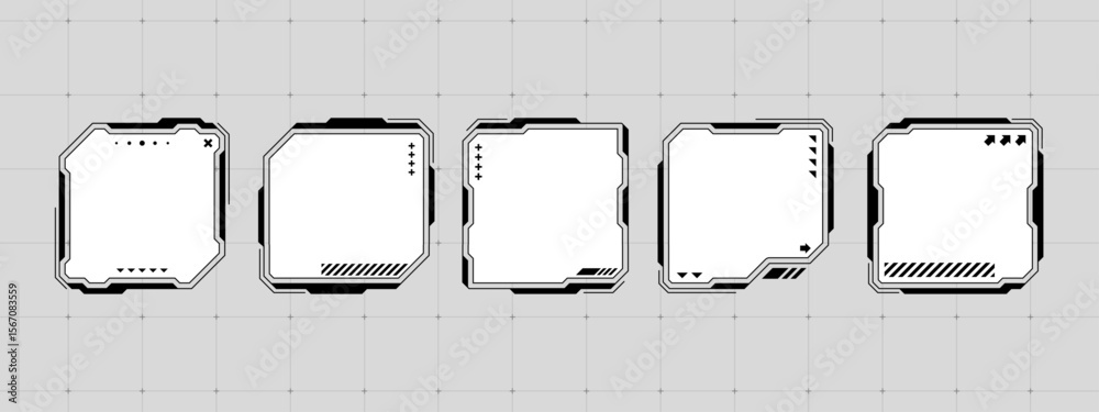 Poster Digital display hud text box frame vector. Future technology interface element. Sci fi gui window graphic for data or message.