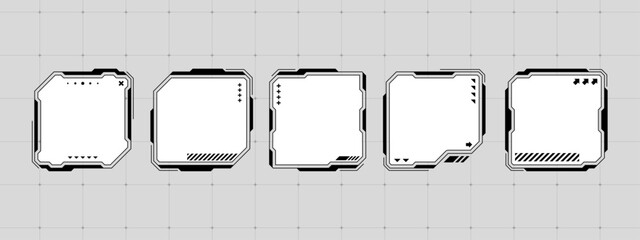 Digital display hud text box frame vector. Future technology interface element. Sci fi gui window graphic for data or message. © hiten666