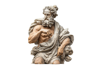 Obraz premium PNG Ancient marble sculpture of bearded male figure holding draped cloth