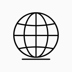 Line Art Globe Icon Representing Global Connectivity and World Awareness for Blogs, Websites, Educational Material, and Digital Content  