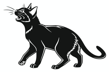 Stylized Black Cat Illustration Silhouette Vector Image