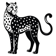 Stylized Cheetah Illustration Elegant Feline Design with Intricate Spot Pattern and Curled Tail