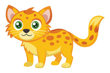Cute Cartoon Orange Cat with Spots Standing and Looking Forward Playful and Adorable Feline