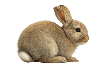 PNG Cute fluffy baby rabbit sitting on white background