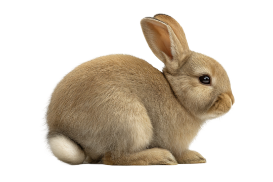 PNG Cute fluffy baby rabbit sitting on white background