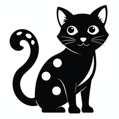 Cartoon Black Cat with White Spots Whimsical and Playful Black Cat Graphic Animal Illustration