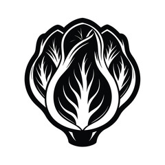 Black white illustration of a leafy vegetable leaves