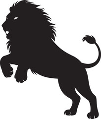 lion black silhouette vector, Simple silhouette Design vector icon with white background. Wild Animal Vector