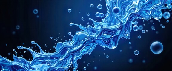 Flowing blue liquid with bubbles for computer monitor backgrounds