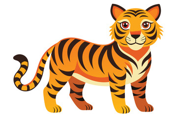 Cartoon Tiger with Stripes a Playful Feline Friend Ready for Fun