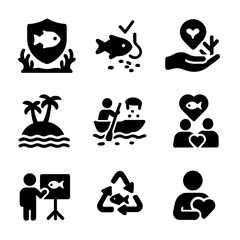 Solid Icon Sets. Solid, filled icon set of crate transportation: truck, cargo ship, train, airplane, container, forklift, loading