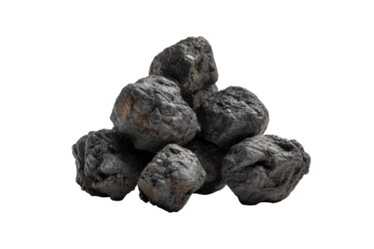 PNG Pile of black coal rocks isolated on black background