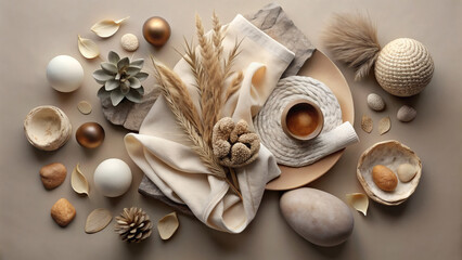 aesthetic flatlay of natural objects