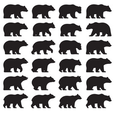 Obraz premium Seamless pattern of black bear silhouettes walking in various directions