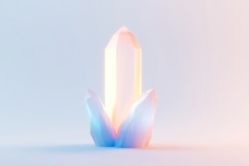 Fototapeta premium Glowing crystal with soft pastel light symbolizing mindfulness and tranquility