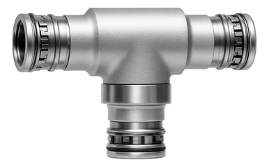 A quick-release aluminum tee fitting for temporary setups in public park irrigation systems.