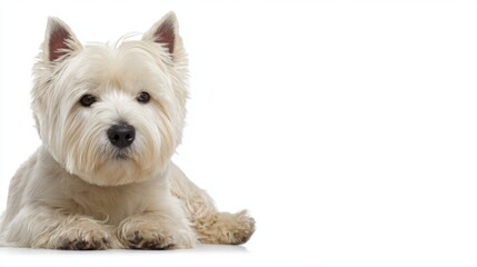 West Highland Terrier sitting with alert gaze, embodying playful charm and loyalty

