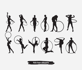 Hula hoop dancer silhouettes vector design