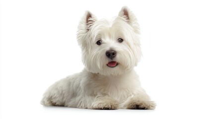 West Highland Terrier sitting with alert gaze, embodying playful charm and loyalty
