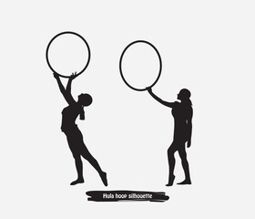 Hula hoop dancer silhouettes vector design
