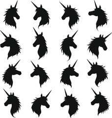 Obraz premium Twelve unicorn silhouettes elegant design elements