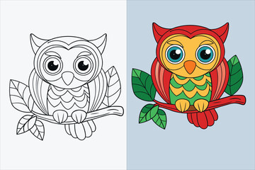 illustration of a  owl coloring page