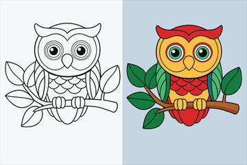 illustration of a  owl coloring page