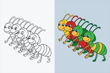 illustration of a  ant coloring page
