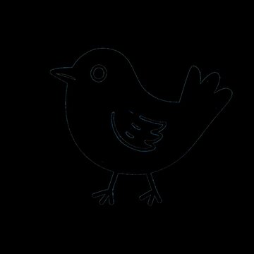 Minimalist black bird illustration animation isolated asset, transparent 4K video, alpha channel, ProRes 4444