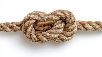 Simple rope tied in a knot presented on a white background