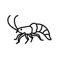 Black Line Art Drawing of a Shrimp Walking prawn crustacean