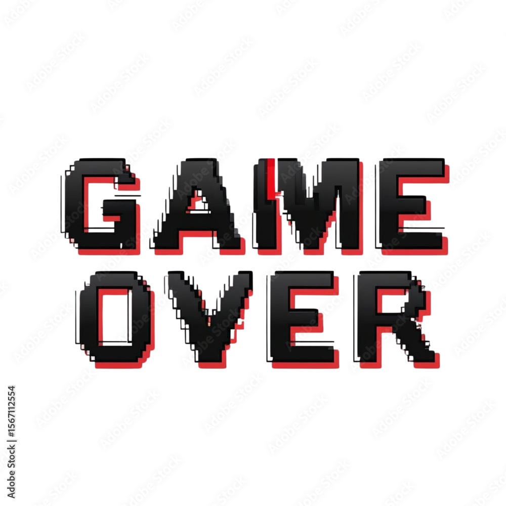 Fototapete pixelated retro style game over screen design for arcade gaming and esports tournaments with red out