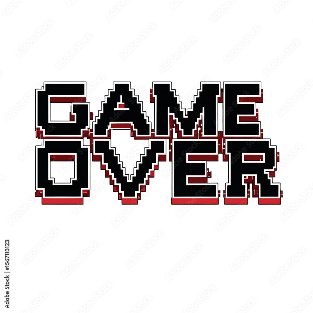 Fototapete pixelated retro gaming illustration with the phrase game over for graphic design projects and design