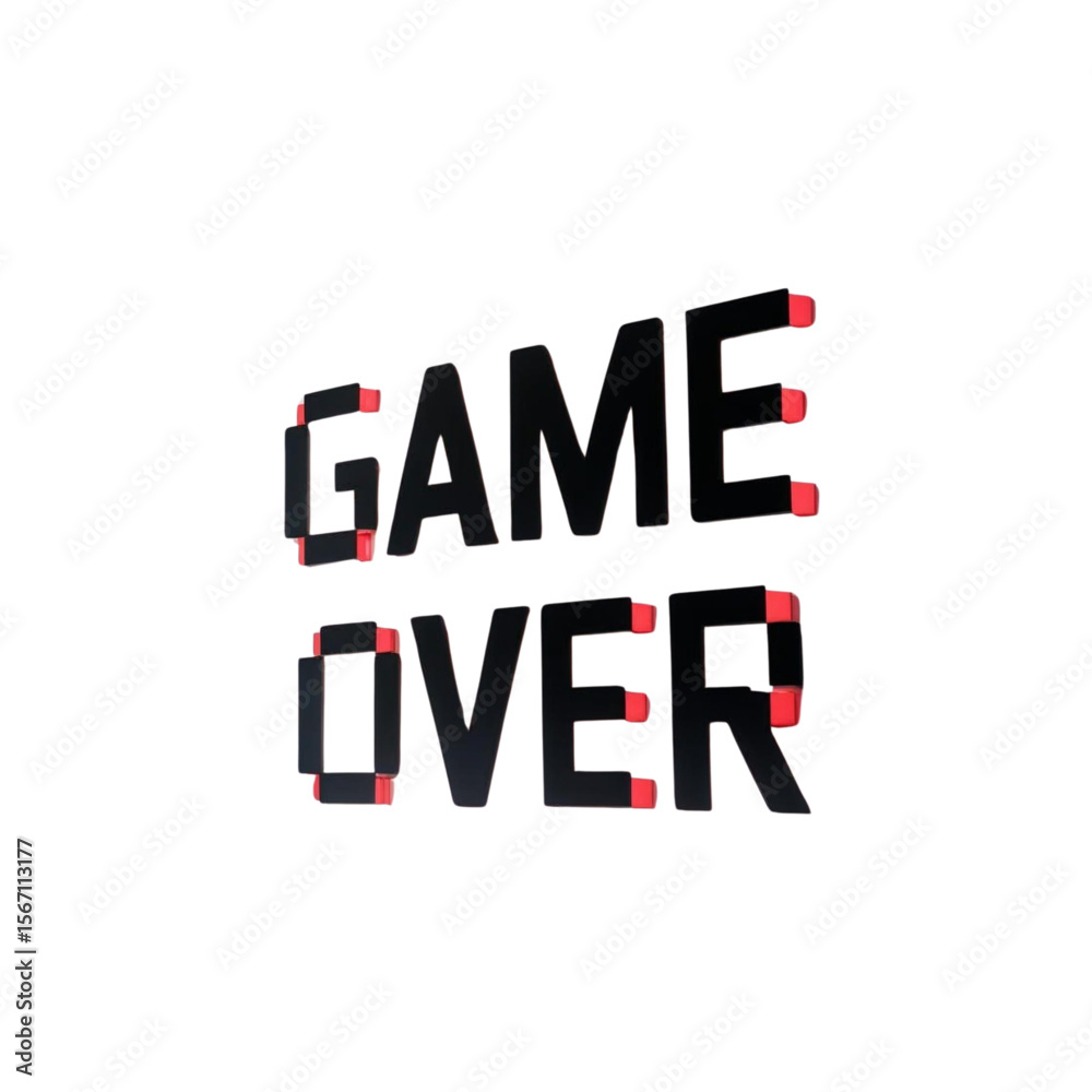 Poster retro arcade game over screen design with pixelated letters for gaming and esports concepts and them