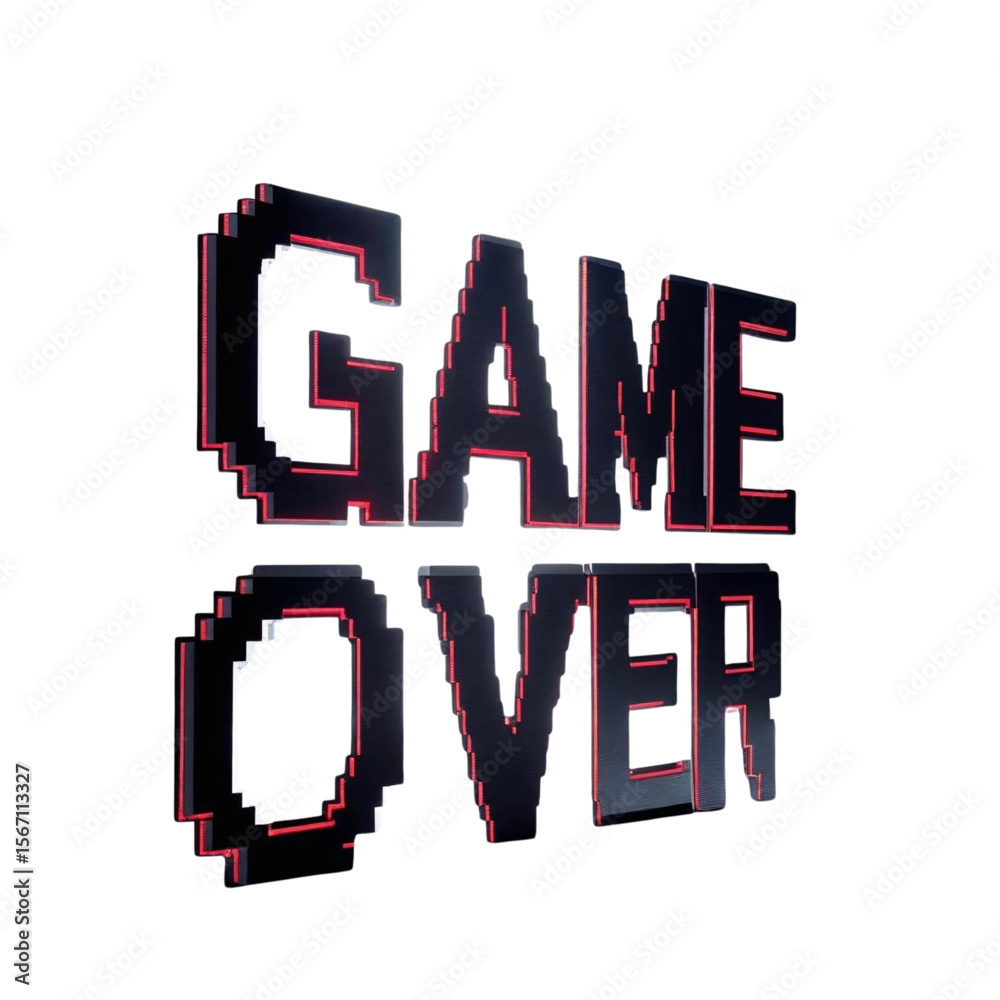 Fototapete pixelated retro gaming illustration featuring the phrase game over for arcade and console design ele