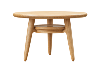 PNG Minimalist round wooden coffee table with storage shelf