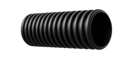 Corrugated single-layer drainage pipe used for diverting water away from the foundation of a cottage.