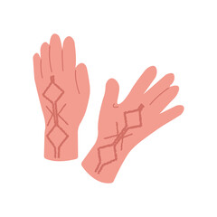 Soft pink knitted gloves vector illustration in flat style. Hand drawn art perfect for autumn banners posters and social media seasonal design