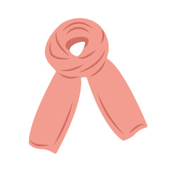 Cozy autumn pink scarf vector illustration in flat style. Hand drawn art perfect for banners posters and social media seasonal design