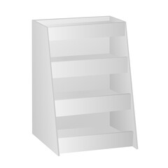 Empty retail shelves. Supermarket food and beverage product sales point for promotion, marketing, vector, realistic mockup. Shelves or sales and storage place for product illustration